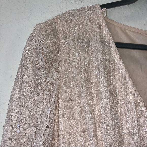 MAC DUGGAL 93679 dress gown pink size 6 formal long sleeve lace beaded NWT - Picture 12 of 16